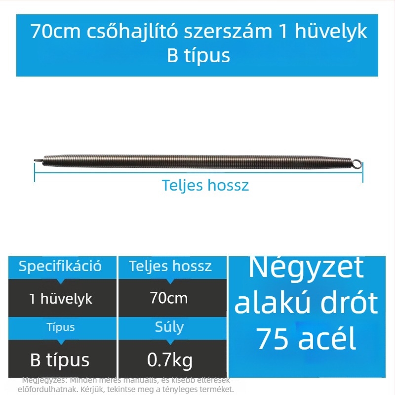 Kézi rugós PVC vezeték hajlító eszköz, krómozott No.75 acél