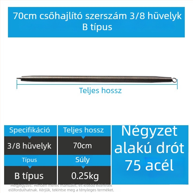 Kézi rugós PVC vezeték hajlító eszköz, krómozott No.75 acél