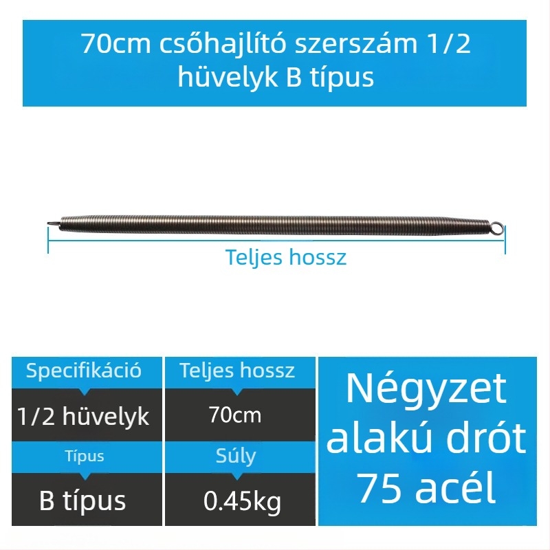 Kézi rugós PVC vezeték hajlító eszköz, krómozott No.75 acél