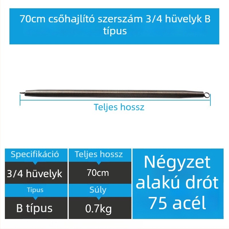 Kézi rugós PVC vezeték hajlító eszköz, krómozott No.75 acél