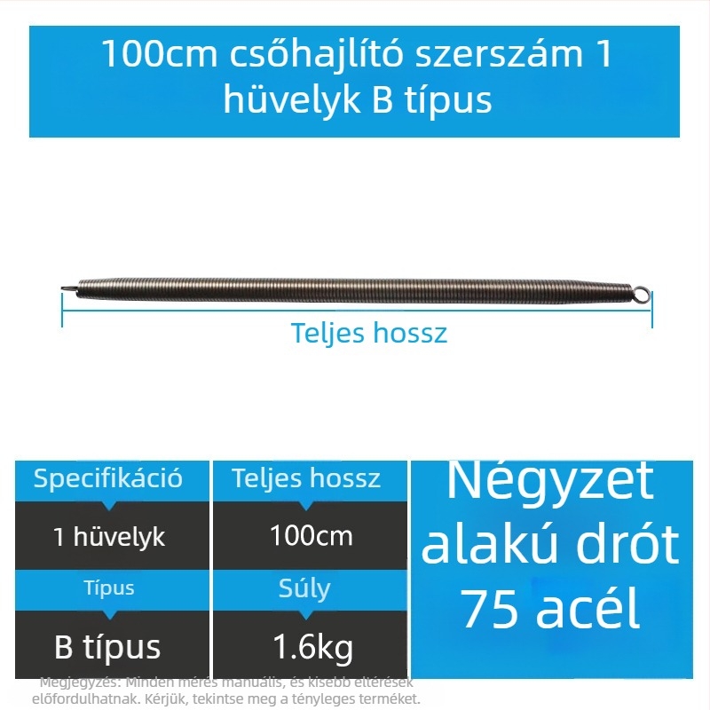Kézi rugós PVC vezeték hajlító eszköz, krómozott No.75 acél