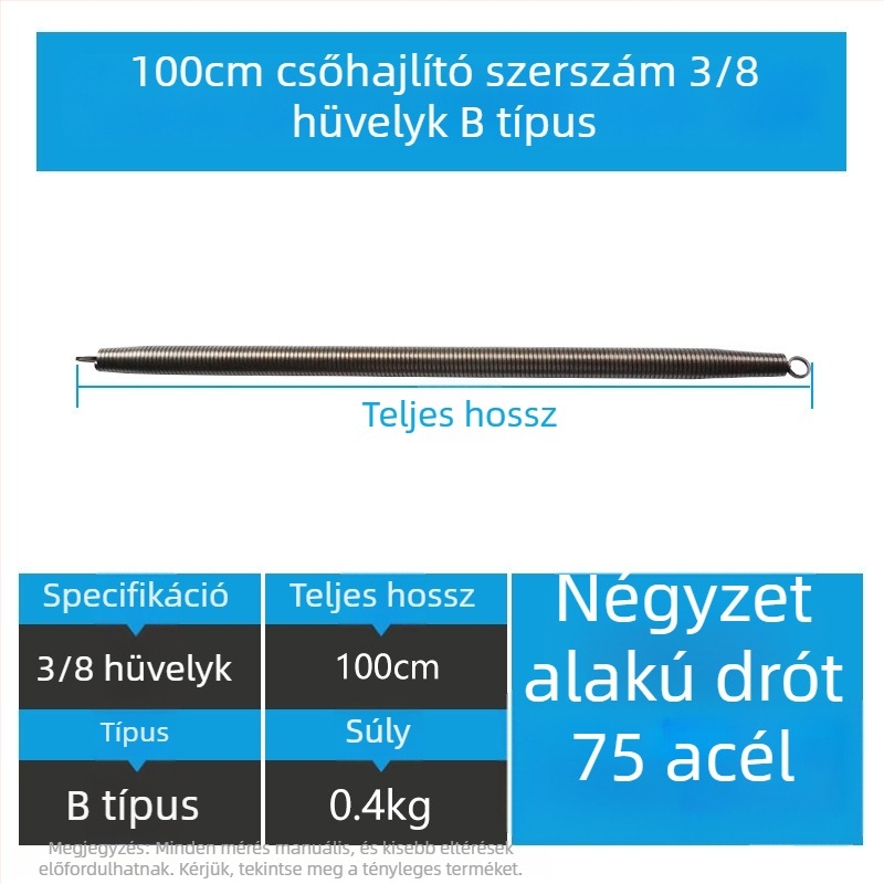 Kézi rugós PVC vezeték hajlító eszköz, krómozott No.75 acél