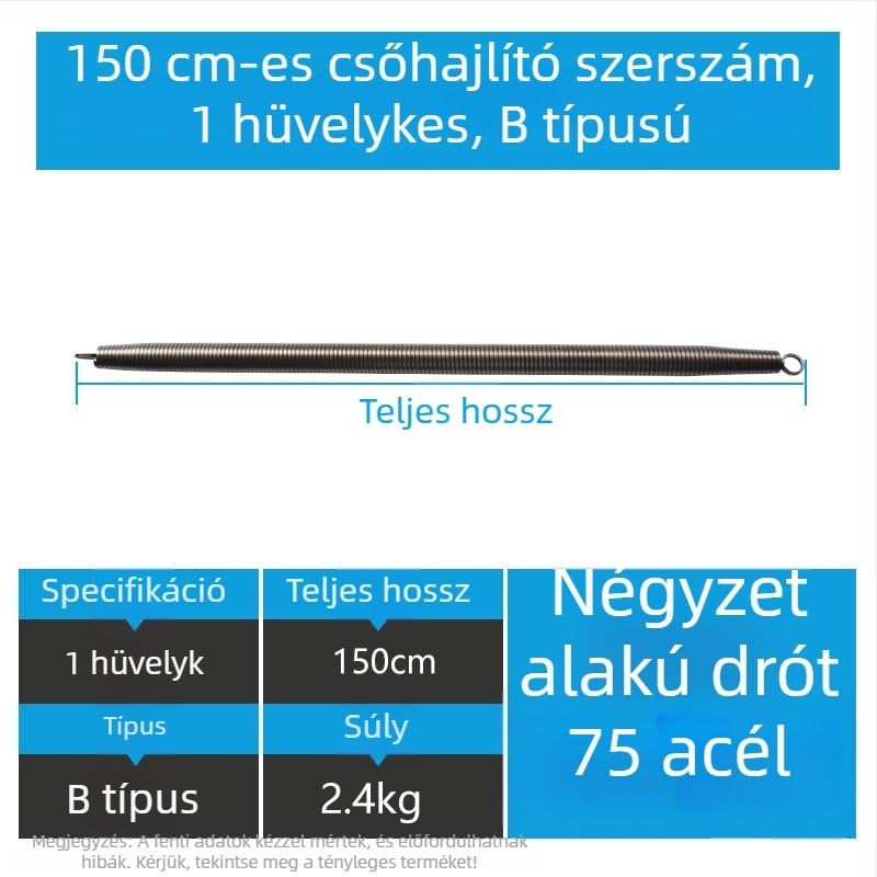 Kézi rugós PVC vezeték hajlító eszköz, krómozott No.75 acél