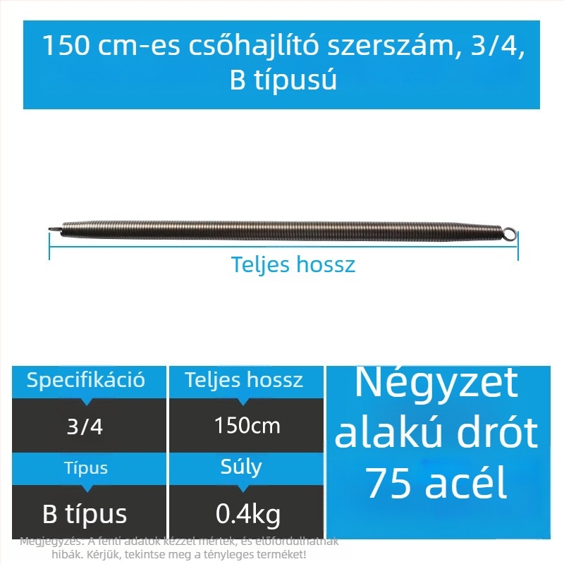 Kézi rugós PVC vezeték hajlító eszköz, krómozott No.75 acél
