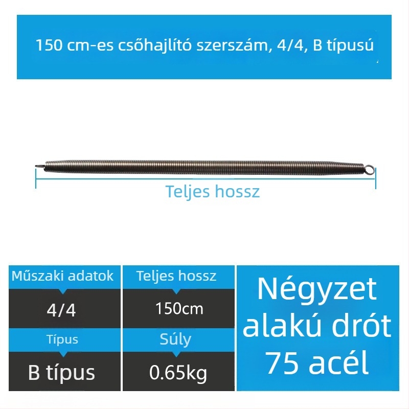 Kézi rugós PVC vezeték hajlító eszköz, krómozott No.75 acél