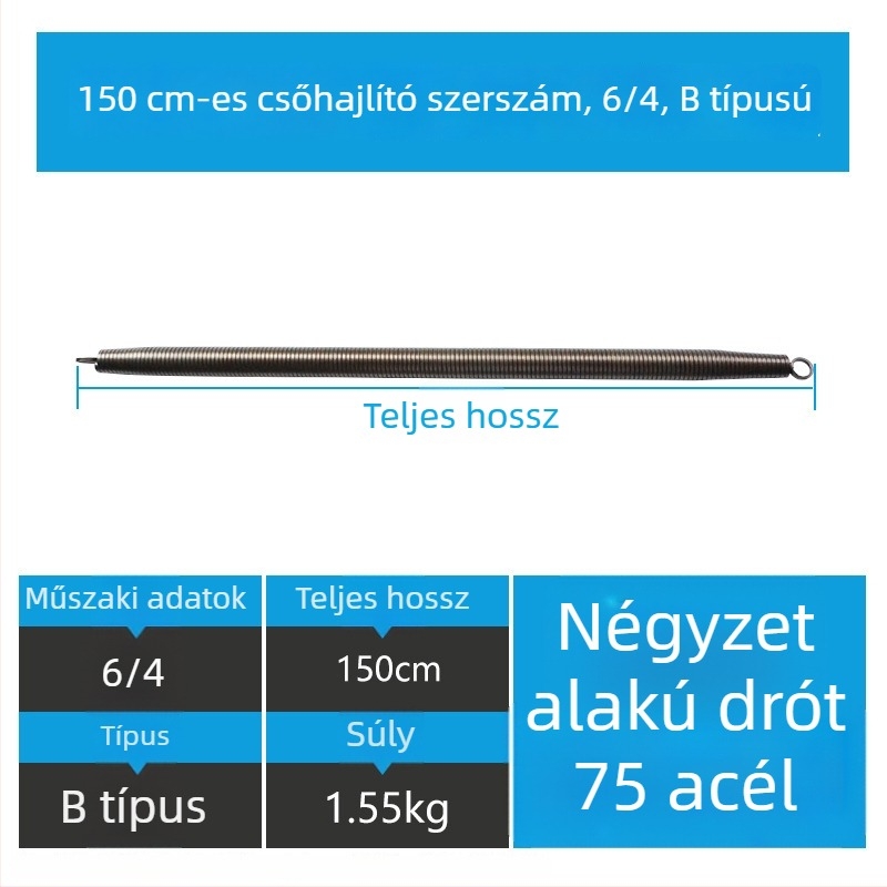 Kézi rugós PVC vezeték hajlító eszköz, krómozott No.75 acél