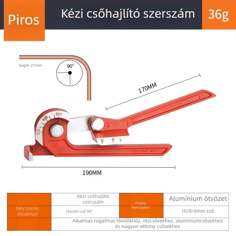 Kézi rugós PVC vezeték hajlító eszköz, krómozott No.75 acél