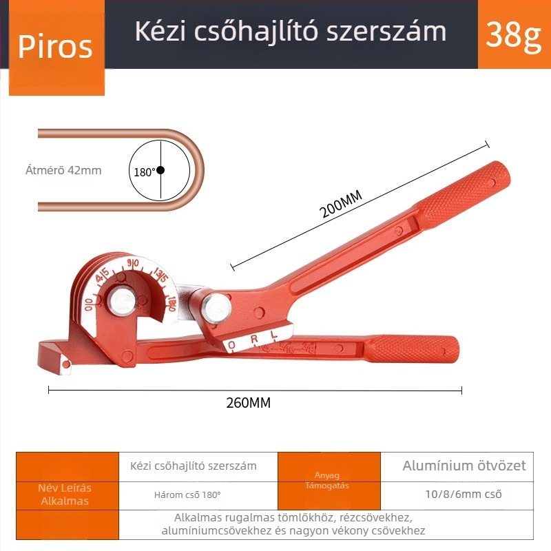 Kézi rugós PVC vezeték hajlító eszköz, krómozott No.75 acél