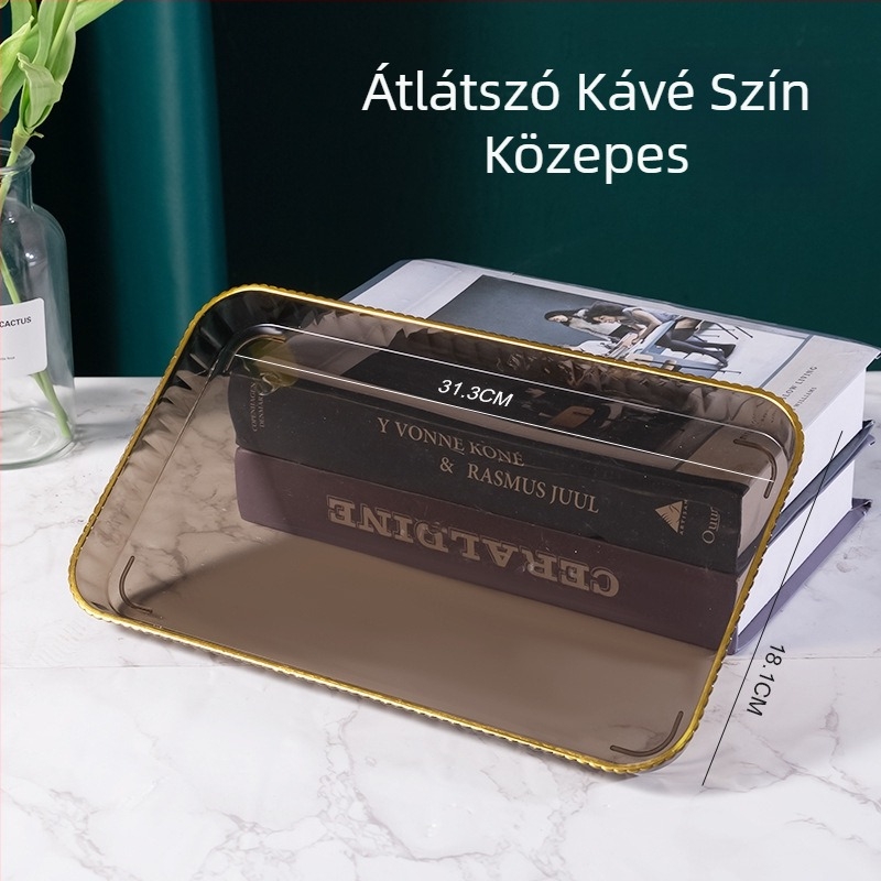Négyzet alakú, modern luxus tálca otthoni használatra — teás- és vízpohár tartó, gyümölcs- és édességtál, szolgáló tál