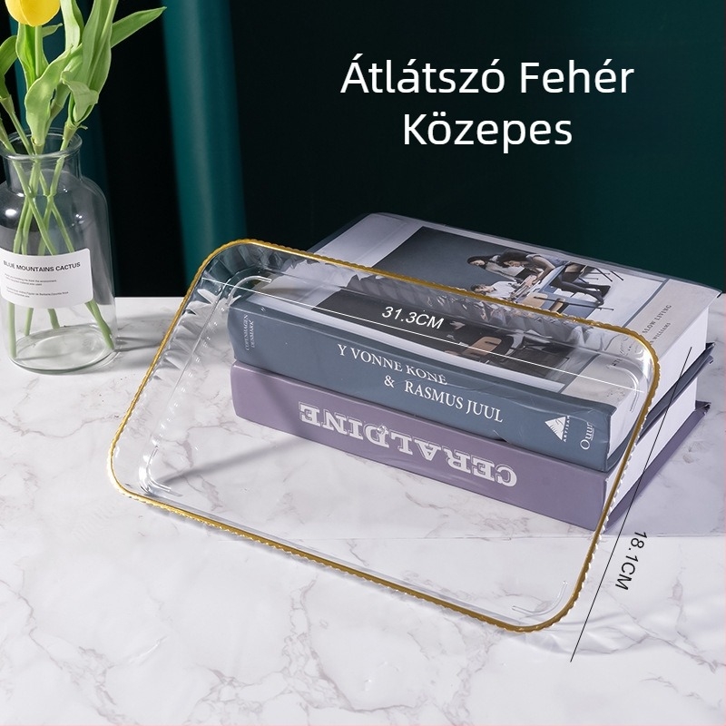 Négyzet alakú, modern luxus tálca otthoni használatra — teás- és vízpohár tartó, gyümölcs- és édességtál, szolgáló tál