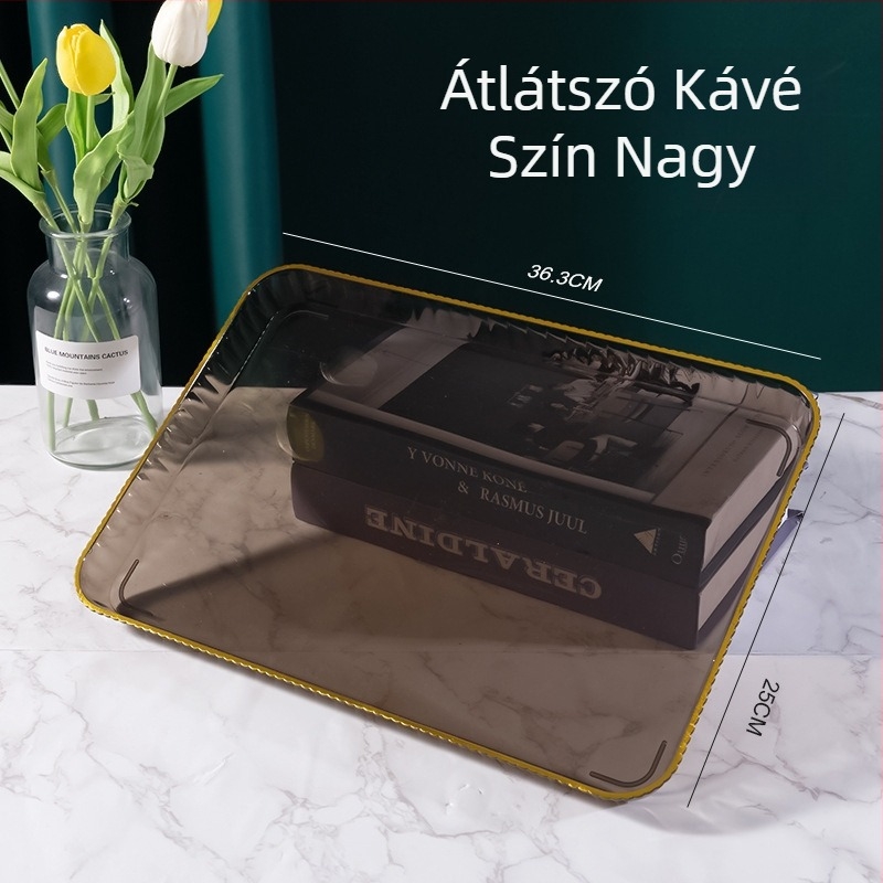 Négyzet alakú, modern luxus tálca otthoni használatra — teás- és vízpohár tartó, gyümölcs- és édességtál, szolgáló tál