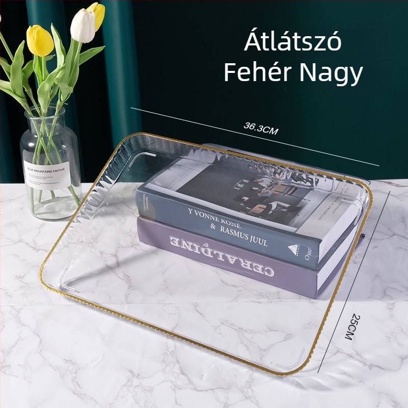 Négyzet alakú, modern luxus tálca otthoni használatra — teás- és vízpohár tartó, gyümölcs- és édességtál, szolgáló tál