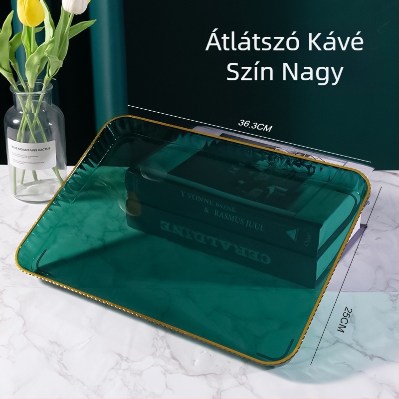 Négyzet alakú, modern luxus tálca otthoni használatra — teás- és vízpohár tartó, gyümölcs- és édességtál, szolgáló tál