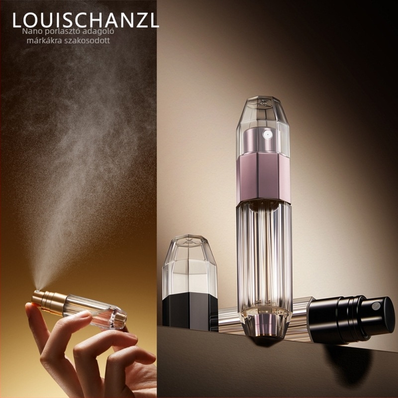 5 ml-es mini hordozható parfüm-újratöltő üveg, alsó töltéssel, pumpás spray