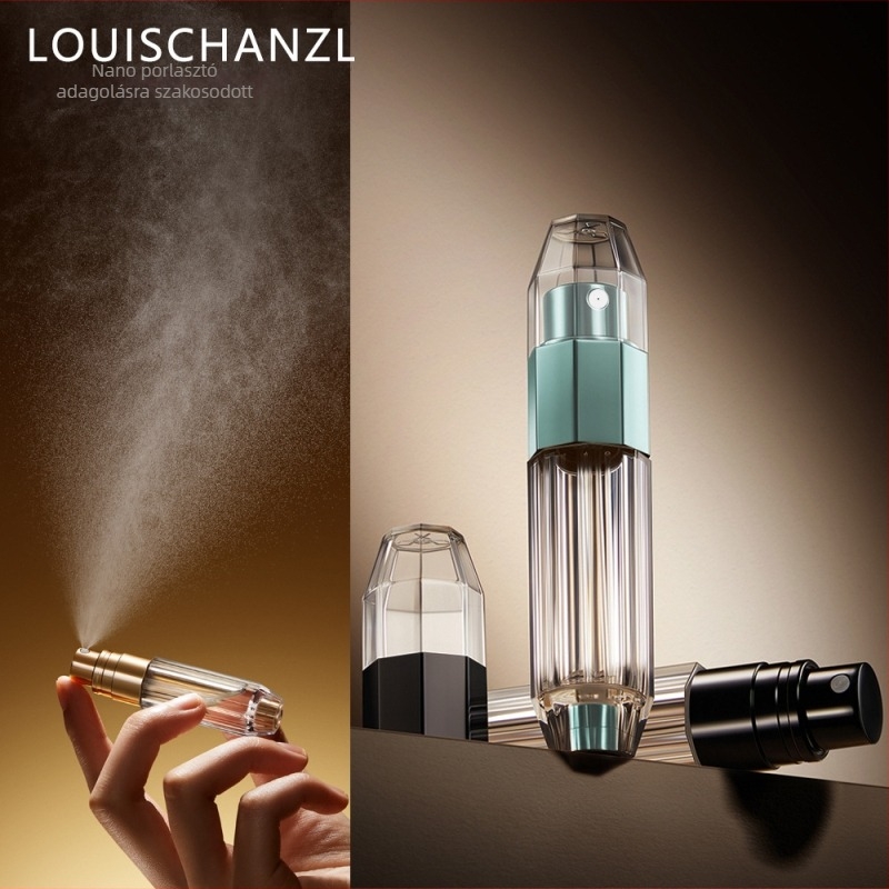5 ml-es mini hordozható parfüm-újratöltő üveg, alsó töltéssel, pumpás spray