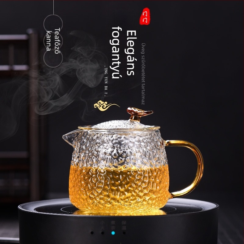 Magas hőmérsékletnek ellenálló üvegből készült teáskanna szűrővel és tea–víz elválasztással – otthoni teafőző készlet