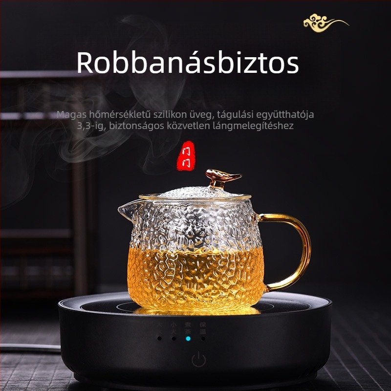 Magas hőmérsékletnek ellenálló üvegből készült teáskanna szűrővel és tea–víz elválasztással – otthoni teafőző készlet
