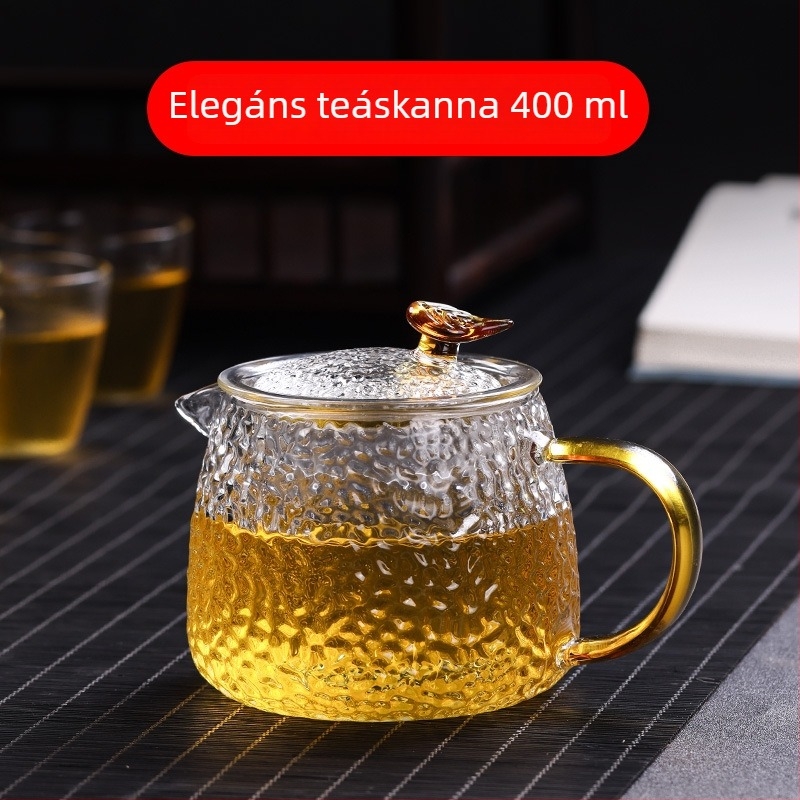 Magas hőmérsékletnek ellenálló üvegből készült teáskanna szűrővel és tea–víz elválasztással – otthoni teafőző készlet