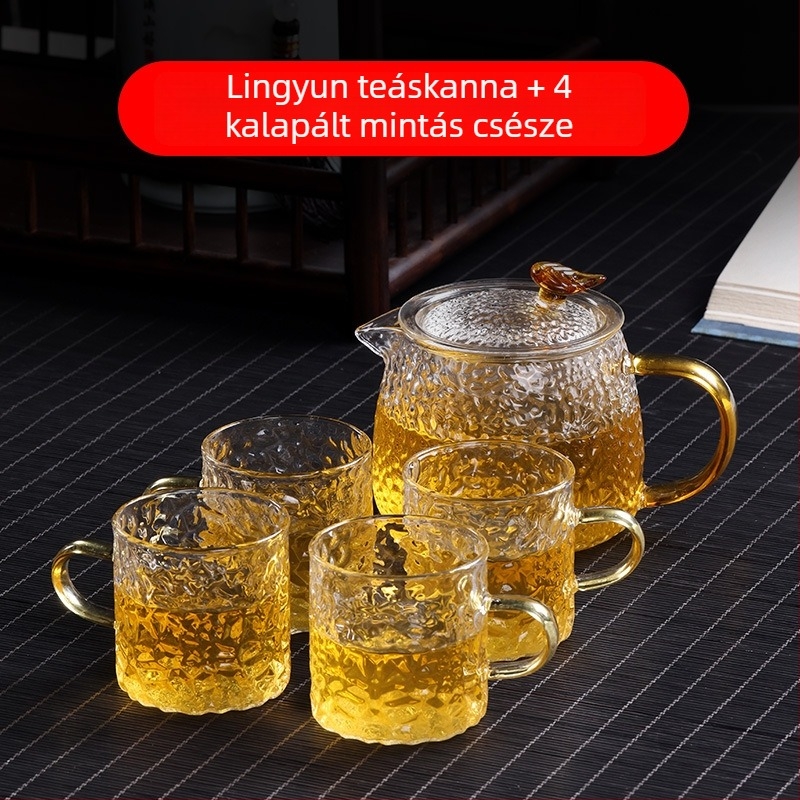 Magas hőmérsékletnek ellenálló üvegből készült teáskanna szűrővel és tea–víz elválasztással – otthoni teafőző készlet