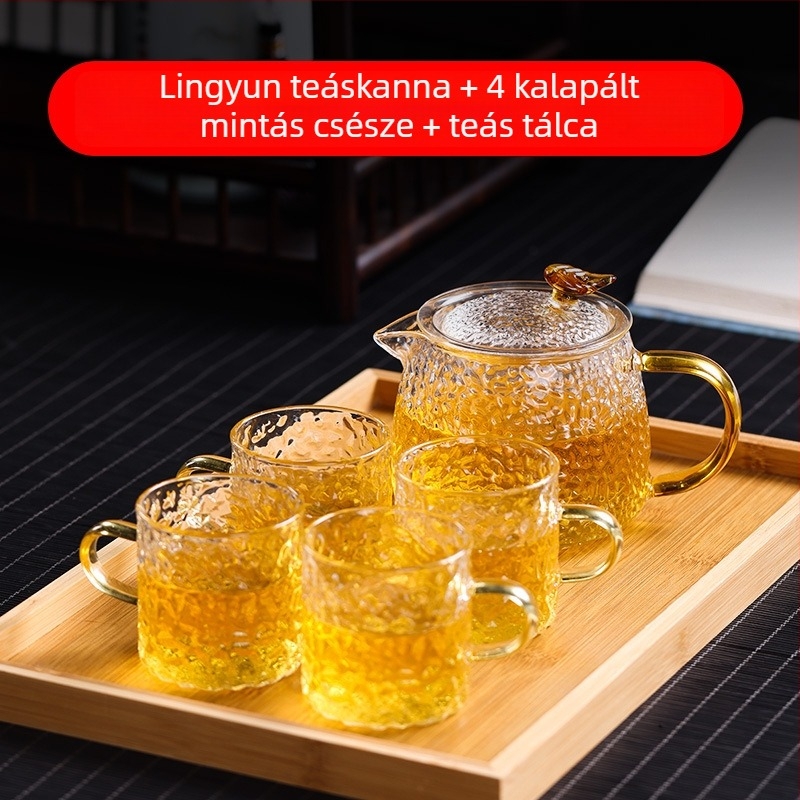 Magas hőmérsékletnek ellenálló üvegből készült teáskanna szűrővel és tea–víz elválasztással – otthoni teafőző készlet