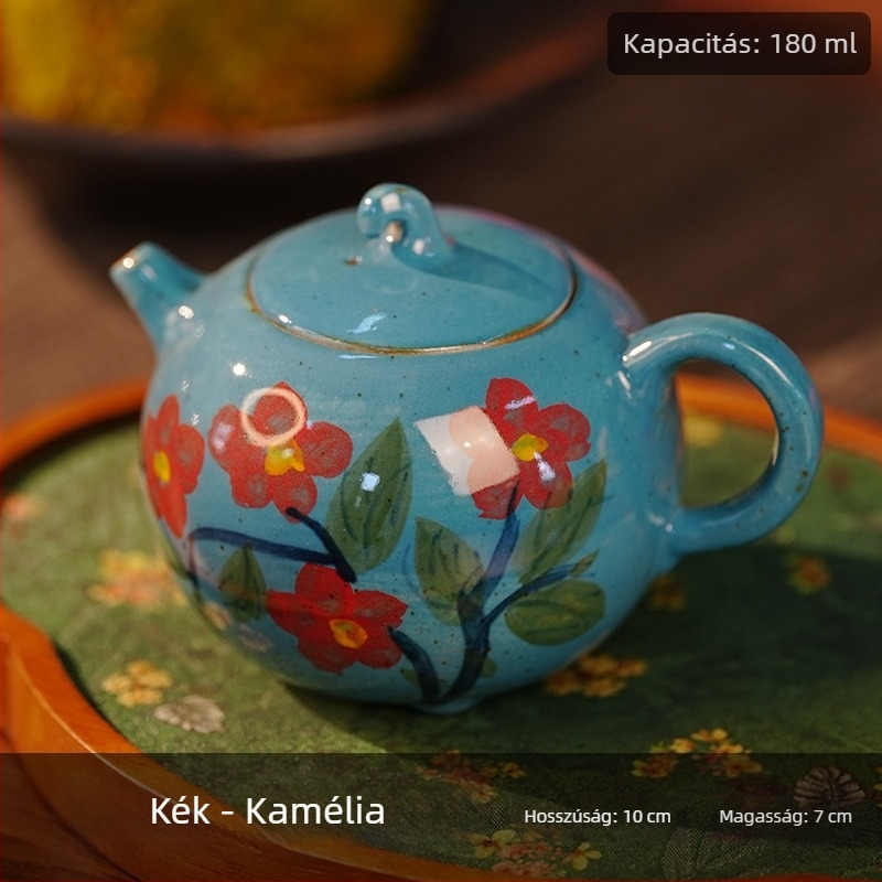 Pufferfish és Watermelon teáskanna, Kung Fu tea készlet, egy teáskanna, fehér porcelán, kézzel festett olajfestés stílusú kerámia