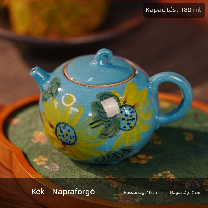 Pufferfish és Watermelon teáskanna, Kung Fu tea készlet, egy teáskanna, fehér porcelán, kézzel festett olajfestés stílusú kerámia