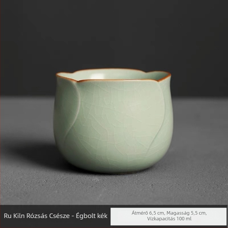 Ru Kiln mesterség porcelán teáscsésze, rózsaszín, elegáns, magas minőségű teáscsésze, rózsás dizájn, pár csésze