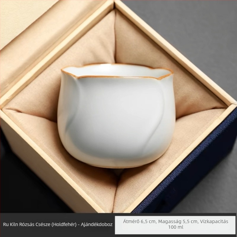Ru Kiln mesterség porcelán teáscsésze, rózsaszín, elegáns, magas minőségű teáscsésze, rózsás dizájn, pár csésze