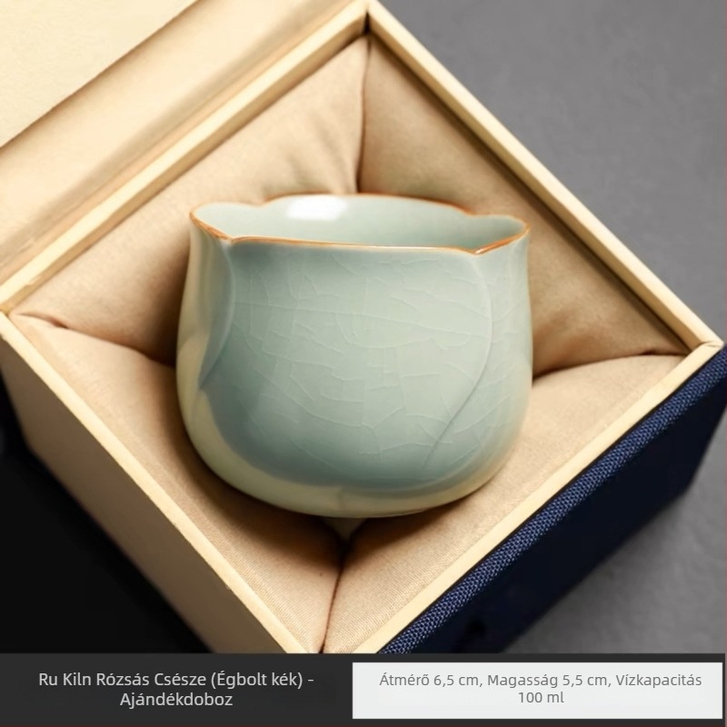 Ru Kiln mesterség porcelán teáscsésze, rózsaszín, elegáns, magas minőségű teáscsésze, rózsás dizájn, pár csésze