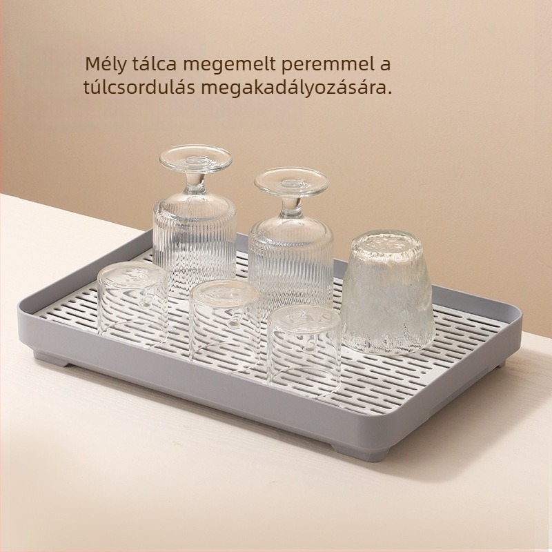 Kétszintes műanyag leeresztő tálca konyhához, pohár- és evőeszköz-tartó, gyümölcs- és zöldségtároló