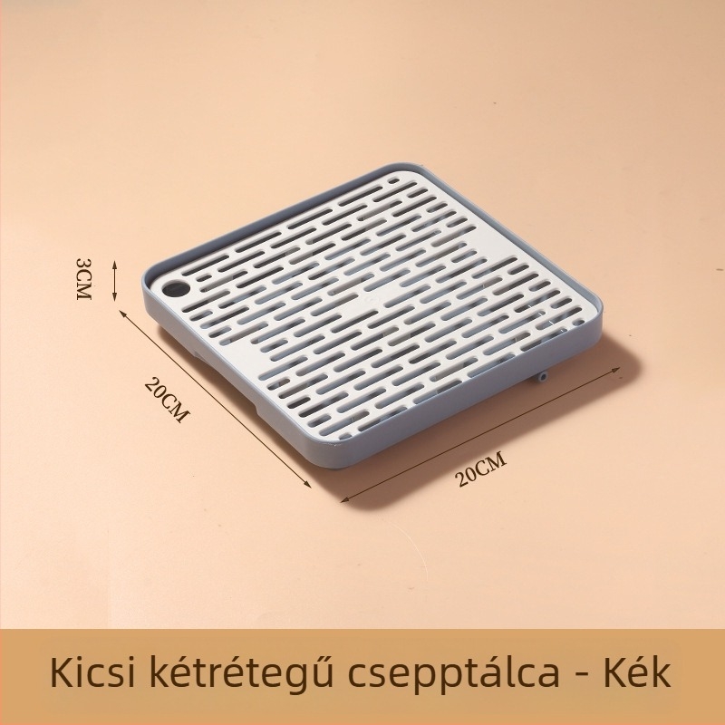 Kétszintes műanyag leeresztő tálca konyhához, pohár- és evőeszköz-tartó, gyümölcs- és zöldségtároló