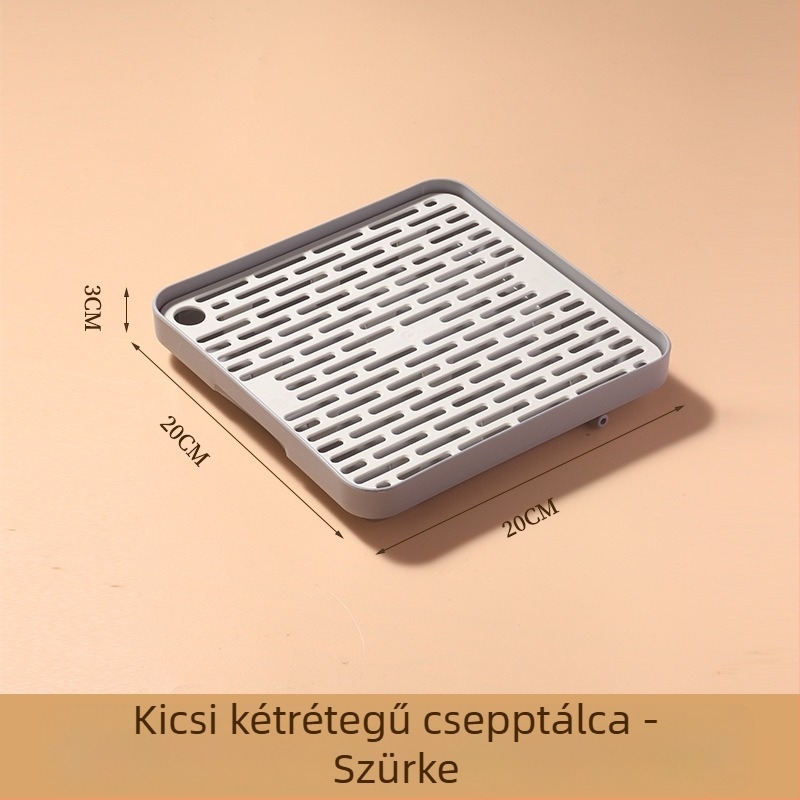 Kétszintes műanyag leeresztő tálca konyhához, pohár- és evőeszköz-tartó, gyümölcs- és zöldségtároló