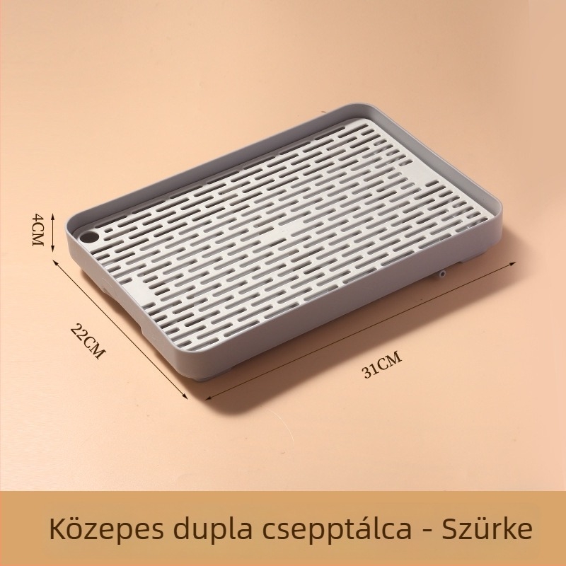 Kétszintes műanyag leeresztő tálca konyhához, pohár- és evőeszköz-tartó, gyümölcs- és zöldségtároló