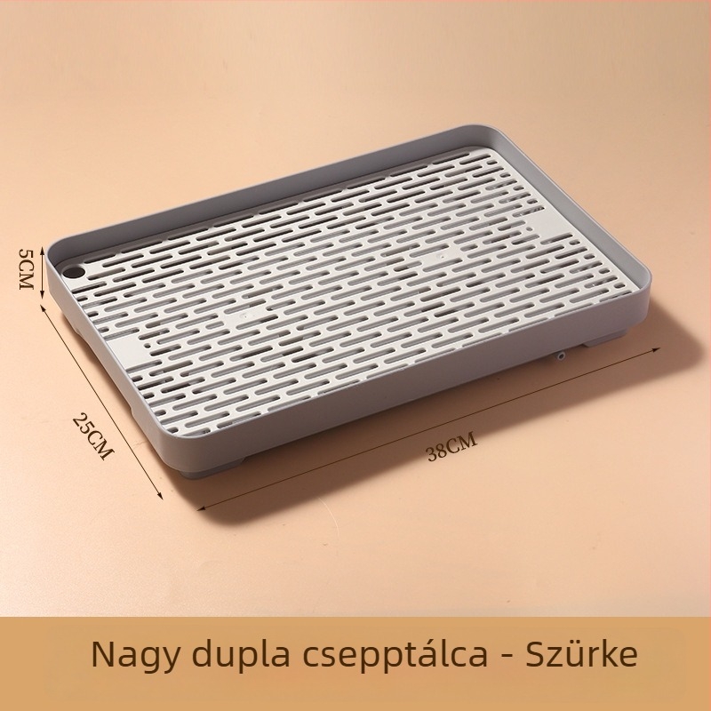 Kétszintes műanyag leeresztő tálca konyhához, pohár- és evőeszköz-tartó, gyümölcs- és zöldségtároló