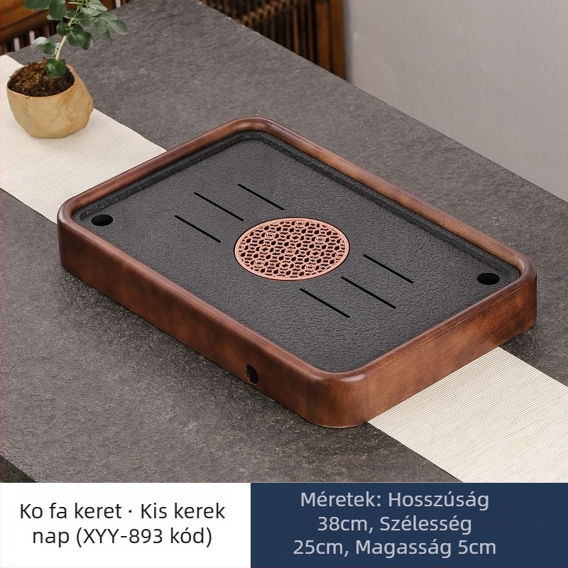 Új kínai stílusú fa tea tálca, téglalap alakú, egyszerű otthoni használat, kettős funkció