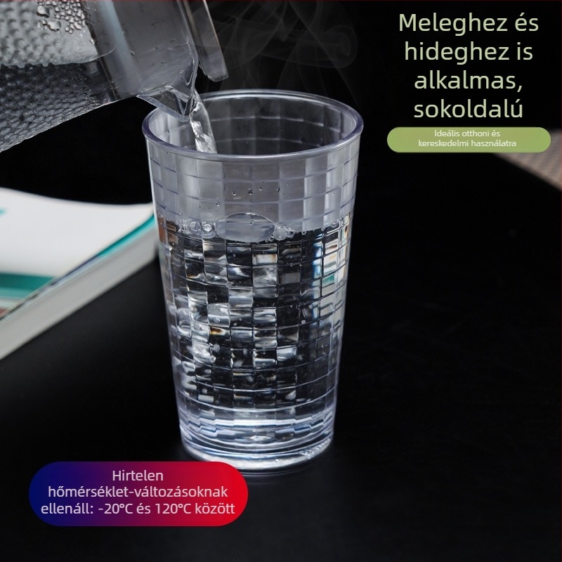 Élelmiszer-minőségű PC pohár, modern japán stílusú kockás mintával, ideális kávéhoz, gyümölcsléhez és tejes teához