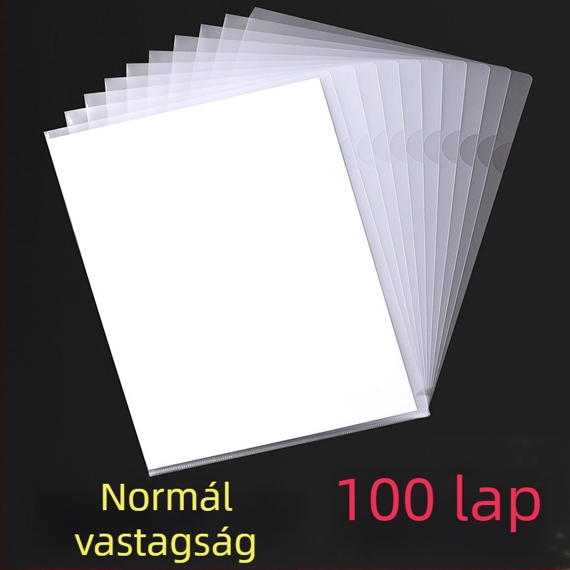 A4 átlátszó L-alakú irattartó, kétoldalas fedéllel, vastag kivitel, egylapos dokumentumzseb, dokumentum rendező