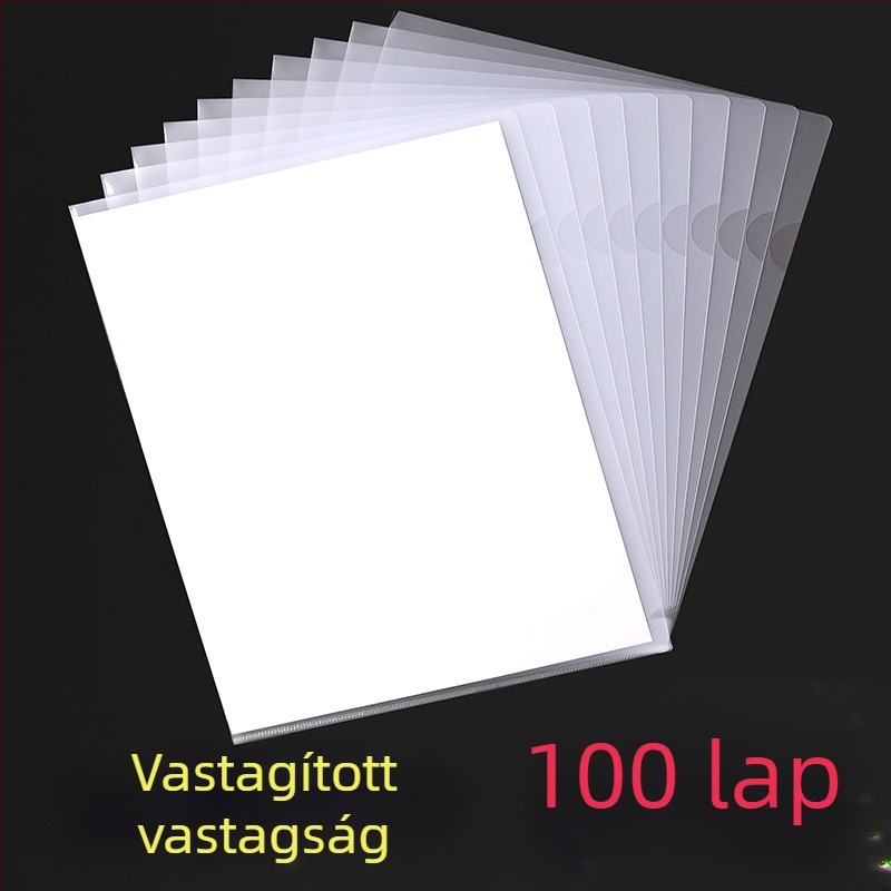 A4 átlátszó L-alakú irattartó, kétoldalas fedéllel, vastag kivitel, egylapos dokumentumzseb, dokumentum rendező