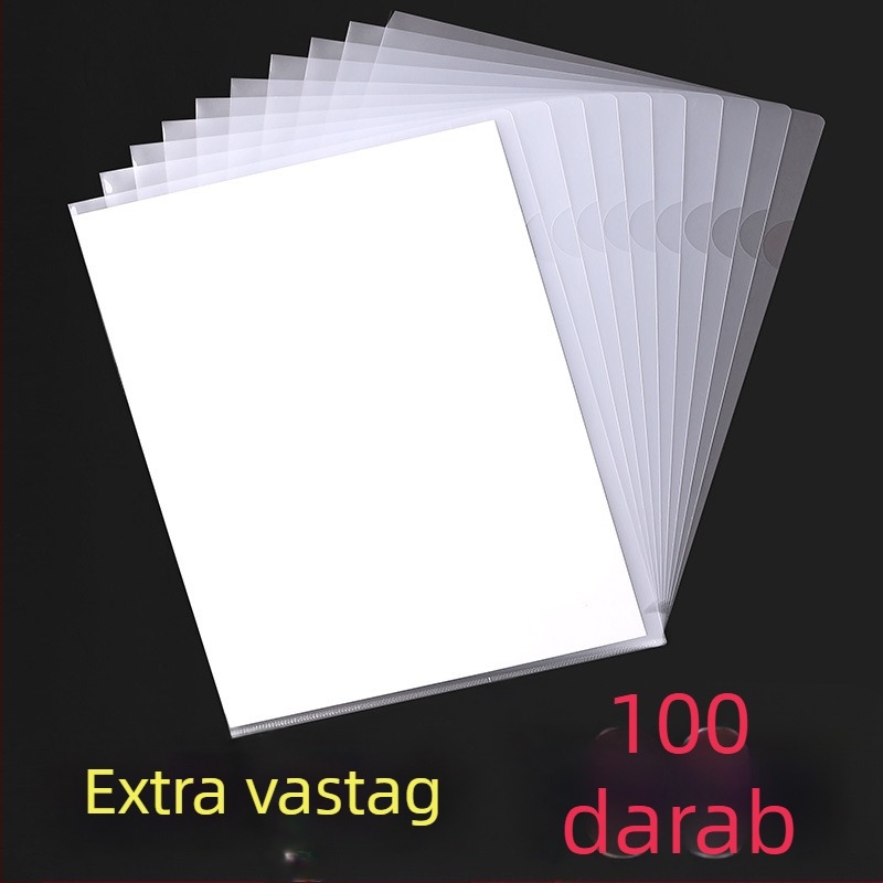 A4 átlátszó L-alakú irattartó, kétoldalas fedéllel, vastag kivitel, egylapos dokumentumzseb, dokumentum rendező