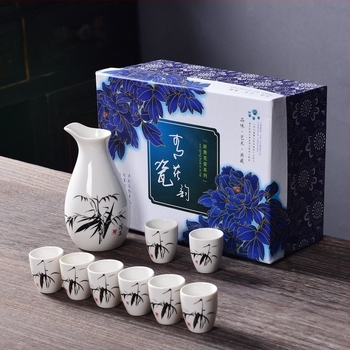 9 részes porcelán likőr adagoló készlet, modern minimalist stílusú bor- és italkiegészítők