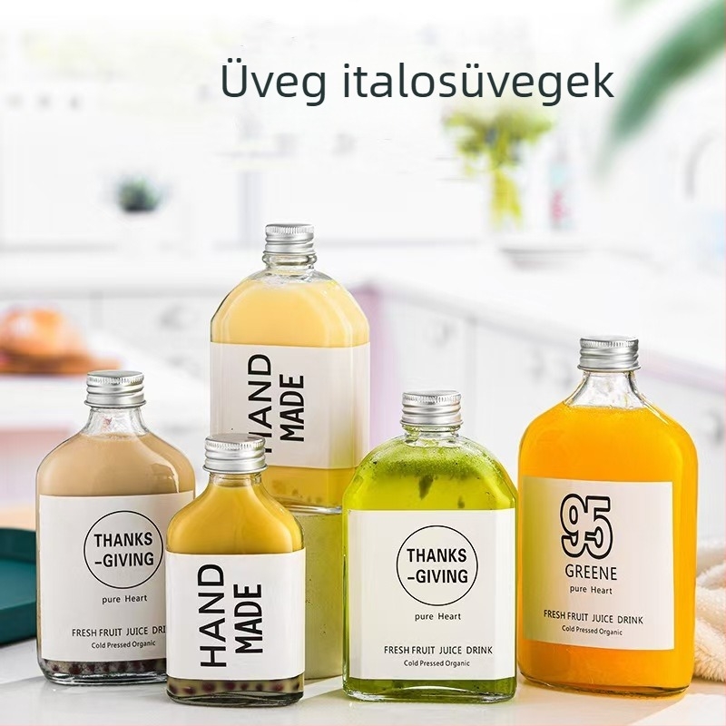 Gyümölcsborhoz való üveg, átlátszó hideg teafőzésre szolgáló üveg, kreatív jégbor üveg, tej-tea és gyümölcslevek üvege, házi készítésű italok nagykereskedelmi csomagolása