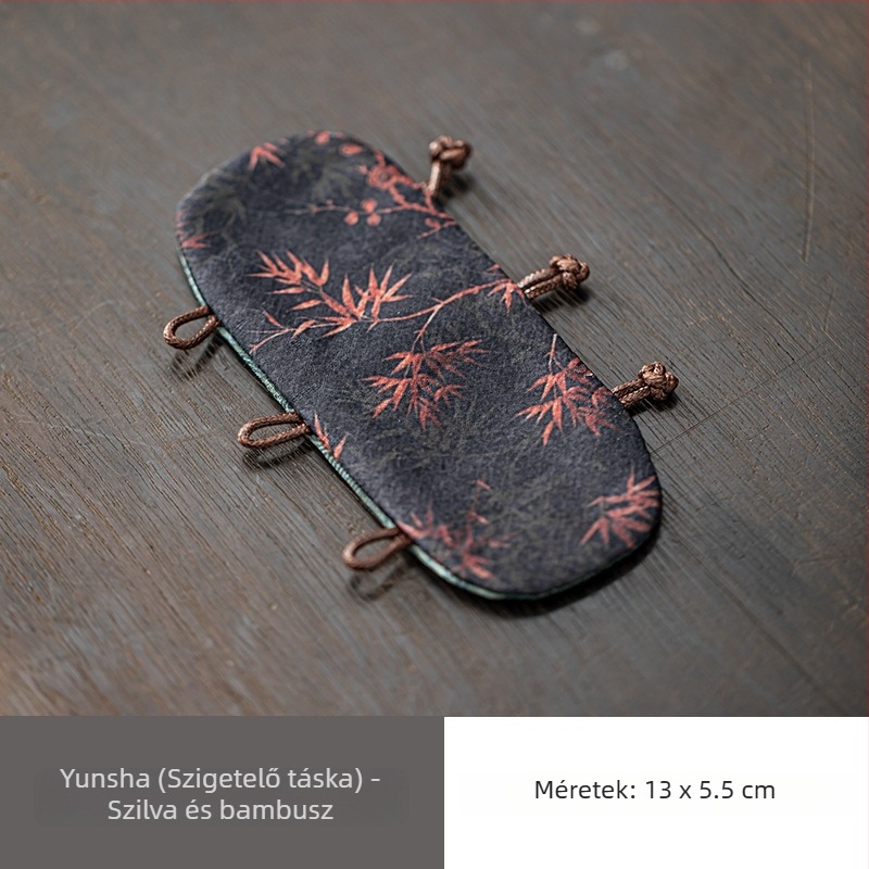 Kínai stílusú teáskanna-fogantyú megkötő, hőszigetelő kötél és textil párnával – teáskészlet kiegészítők
