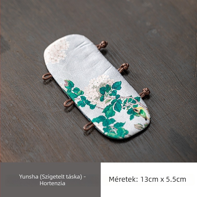 Kínai stílusú teáskanna-fogantyú megkötő, hőszigetelő kötél és textil párnával – teáskészlet kiegészítők