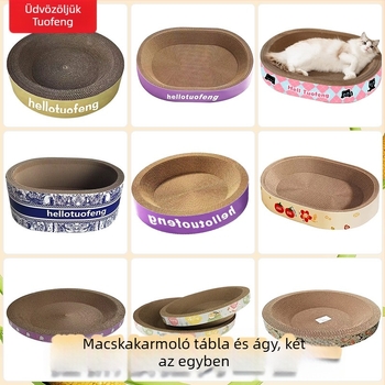 Macska karmolódeszka hullámkartonból, szöszmentes macskafészek, 3 az 1-ben macska játék és kiegészítők, testreszabható méret és logó