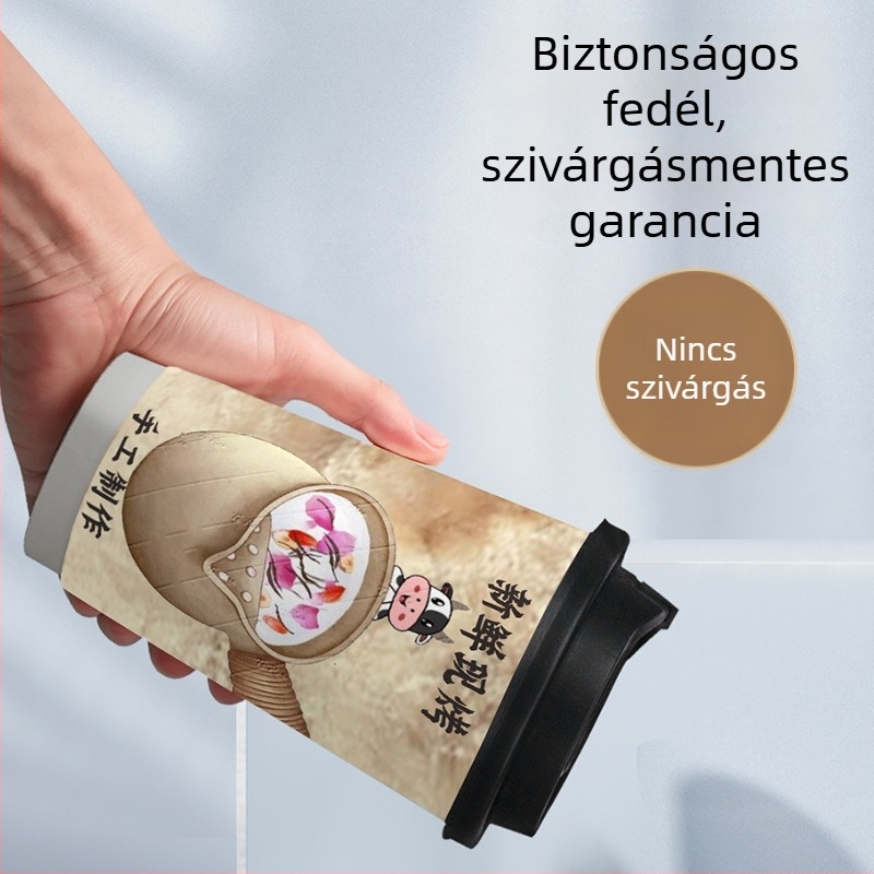 Egyszer használatos dupla falú papírpohár forró italokhoz, tejjel készült teához és kávéhoz, szigetelt belső, 500–700 ml