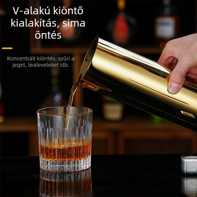 Rozsdamentes acélból készült bárdispenser és decanter, bor és italok számára, 601–700 ml, arany szín.