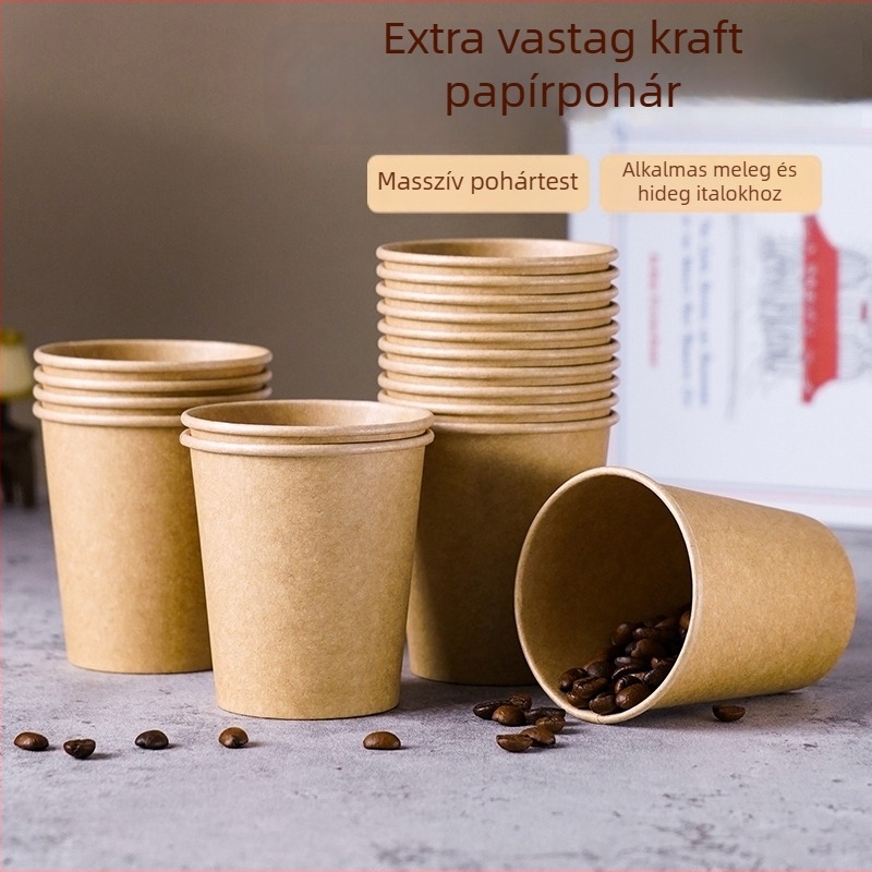 Egyszer használatos kraft papír pohár, nagy, extra vastag, 201-300 ml, szigetelt, teához és tejhez, háztartási és kereskedelmi felhasználásra