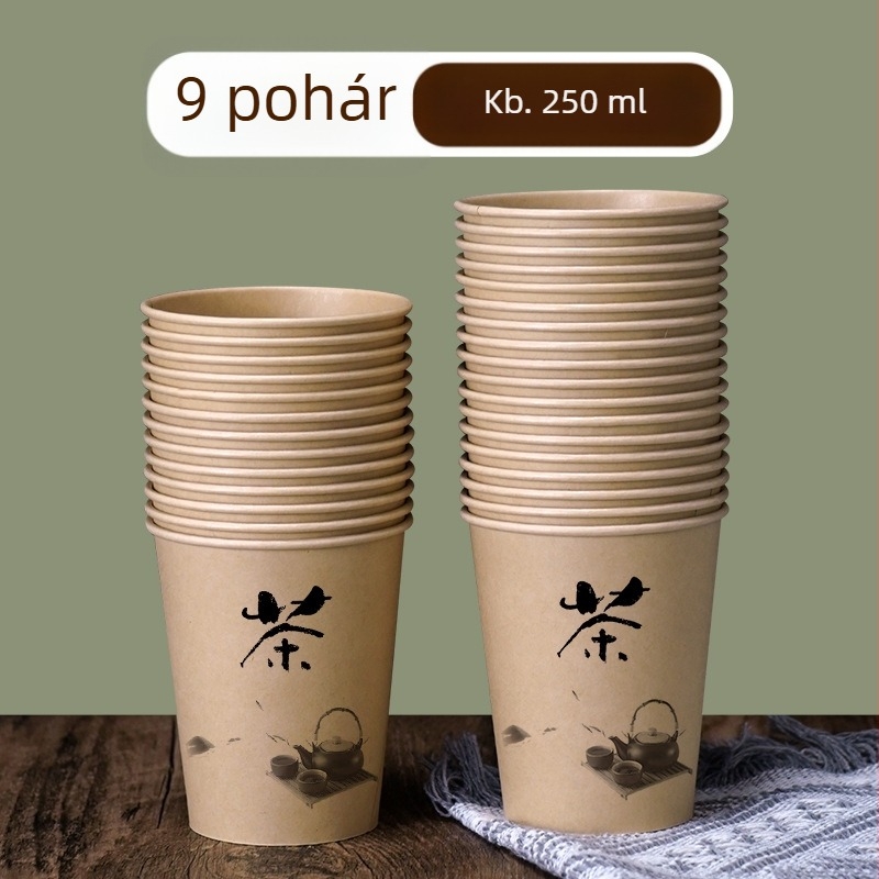 Egyszer használatos kraft papír pohár, nagy, extra vastag, 201-300 ml, szigetelt, teához és tejhez, háztartási és kereskedelmi felhasználásra