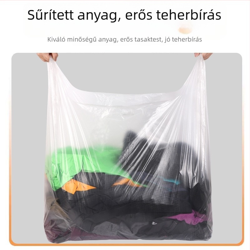 Fehér élelmiszer-minőségű műanyag zacskó, egyszer használatos, átlátszó, ételcsomagoláshoz