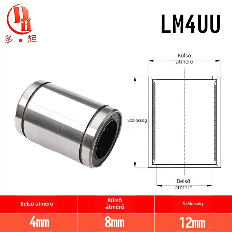 LM sorozat lineáris csapágyak (LM3UU–LM40UU) csapágyacélból